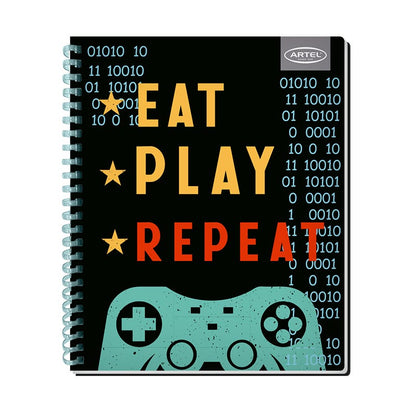 Cuaderno Universitario 100 Hojas 7mm Gamers Espiral Soft