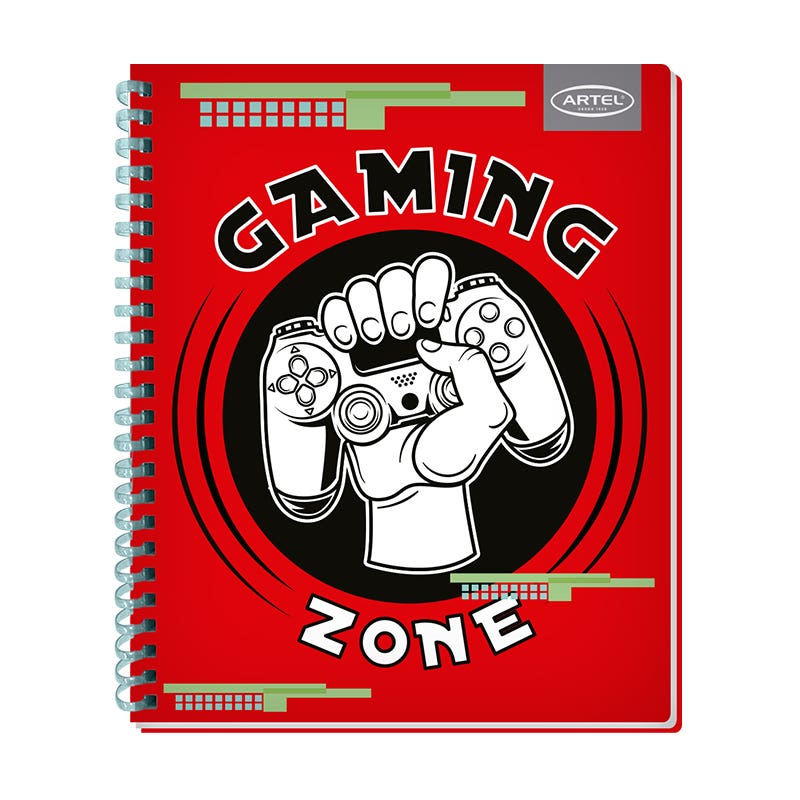 Cuaderno Universitario 100 Hojas 7mm Gamers Espiral Soft