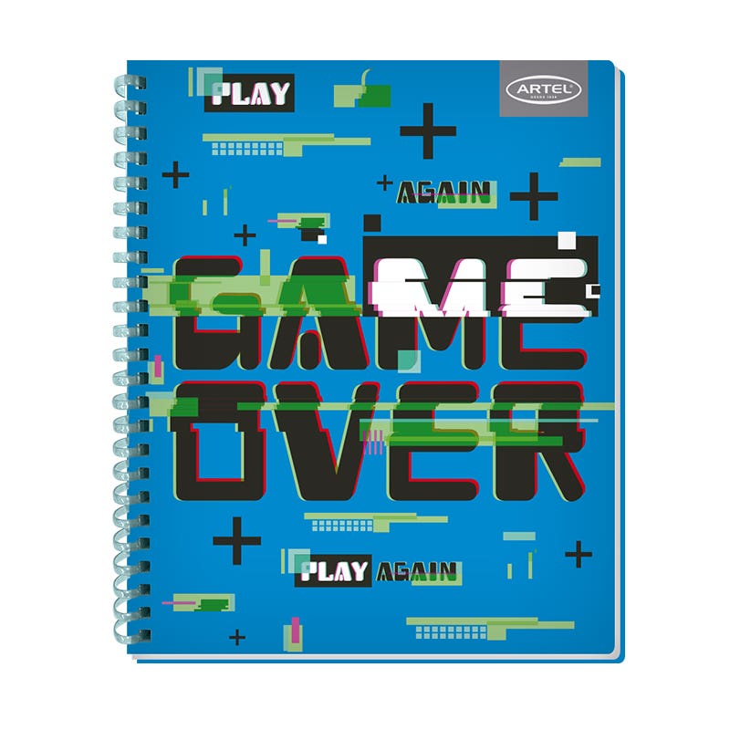 Cuaderno Universitario 100 Hojas 7mm Gamers Espiral Soft