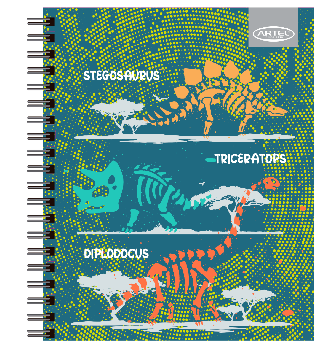 CUADERNO UNIVERSITARIO ARTEL 100 HOJAS 7MM DISEÑO DINO 2024 ARTEL