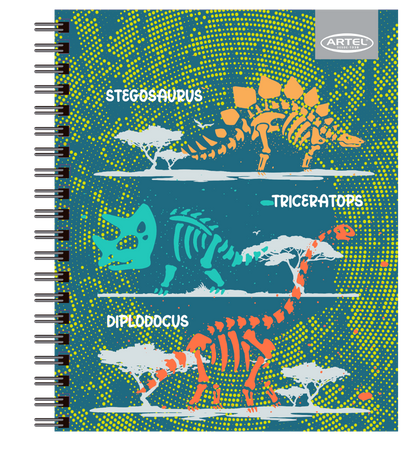 CUADERNO UNIVERSITARIO ARTEL 100 HOJAS 7MM DISEÑO DINO 2024 ARTEL