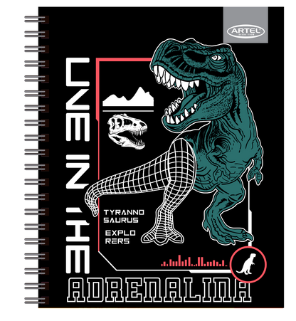 CUADERNO UNIVERSITARIO ARTEL 100 HOJAS 7MM DISEÑO DINO 2024 ARTEL