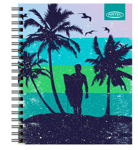 CUADERNO UNIVERSITARIO ARTEL 100 HOJAS 7MM DISEÑO WAVES 2024