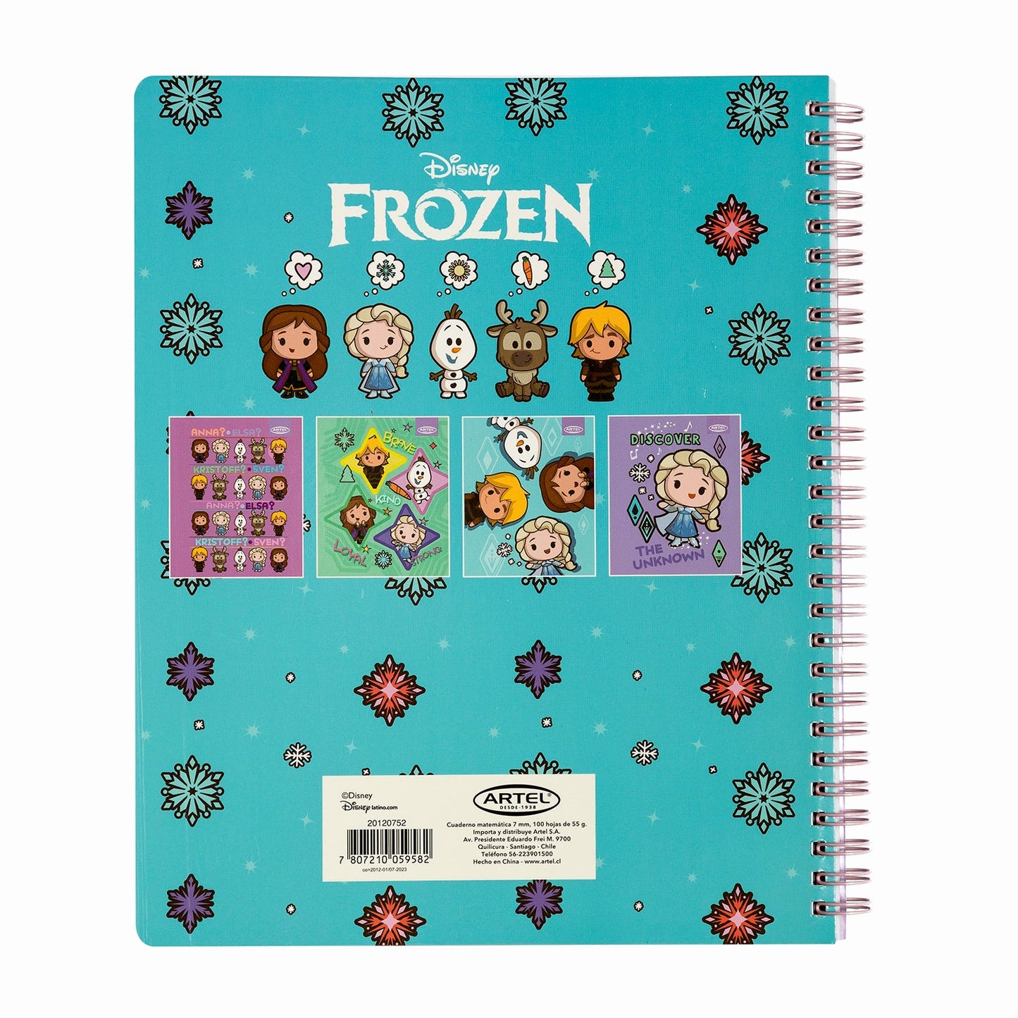 Cuaderno Universitario Artel 100 Hojas 7 Mm Frozen Kawai  '24