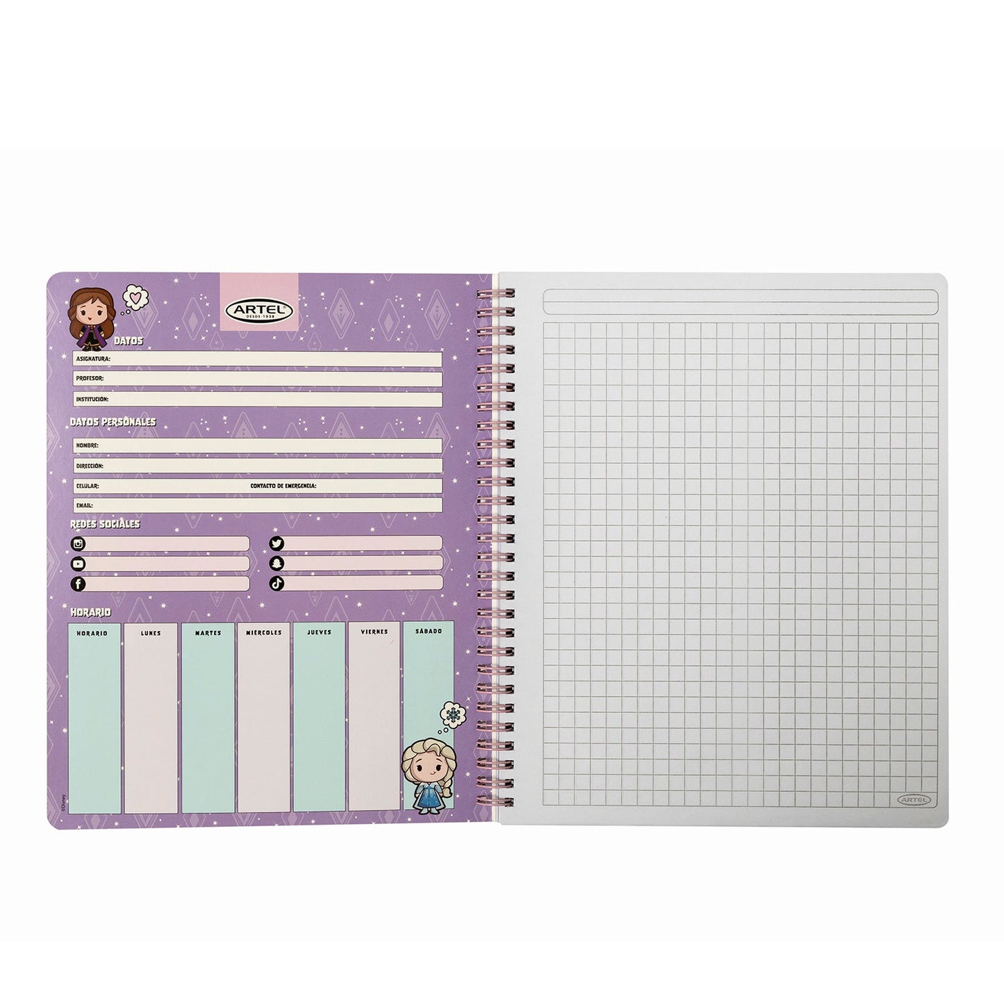 Cuaderno Universitario Artel 100 Hojas 7 Mm Frozen Kawai  '24