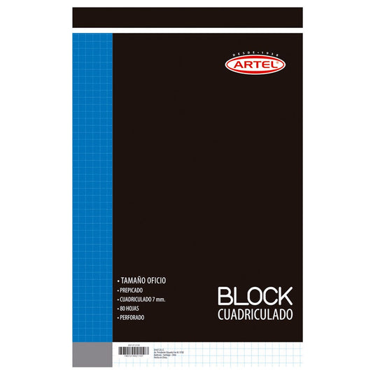 Block Nota Oficio Prepicado Cuadriculado 80 Hojas Artel
