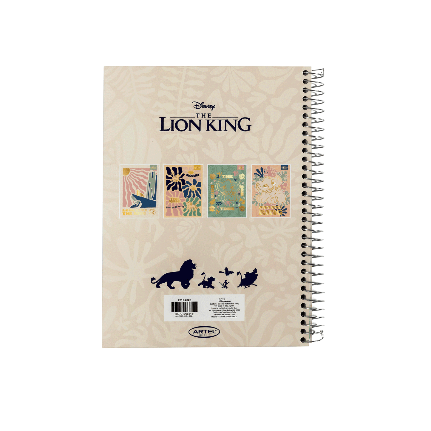 Cuaderno Especial Artel 150 Hojas Rey León Safari