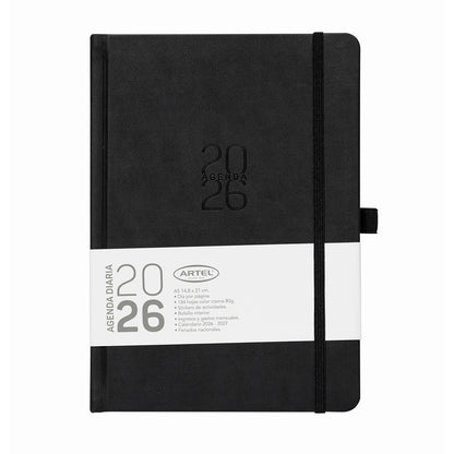 Agenda 2026 Artel Formato Día Por Página Color Negro Con Elástico