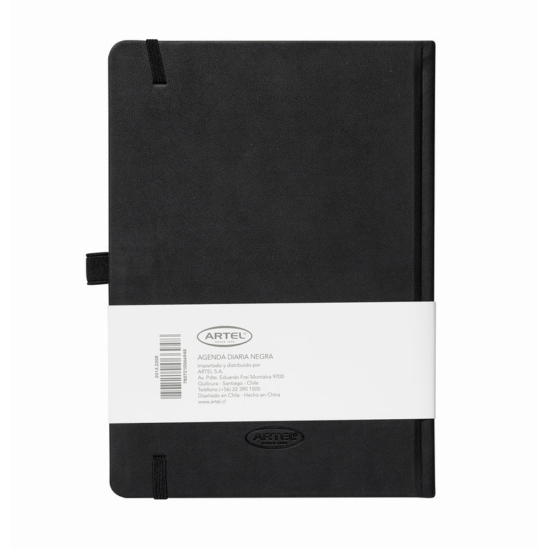 Agenda 2026 Artel Formato Día Por Página Color Negro Con Elástico