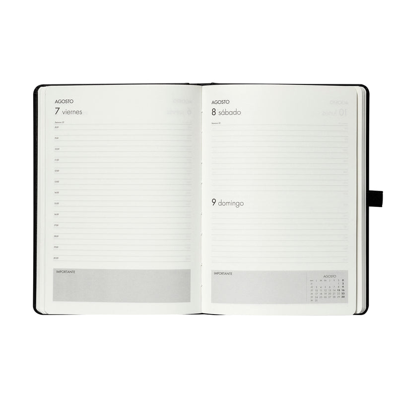 Agenda 2026 Artel Formato Día Por Página Color Negro Con Elástico