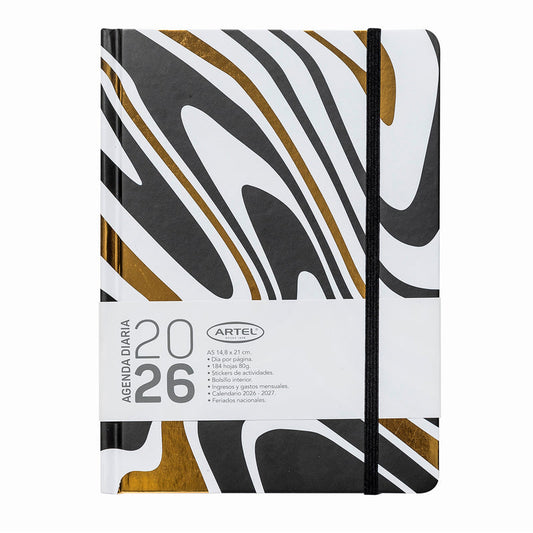 Agenda 2026 Artel Formato Día Por Páginas Diseño Black&Gold