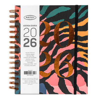 Agenda 2026 Artel Espiral Formato Día Por Página Diseño Safari Gold