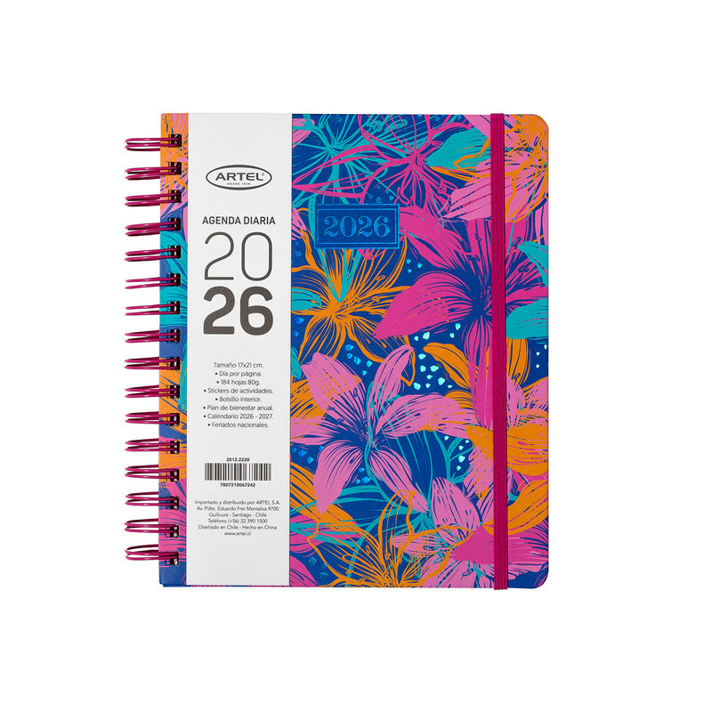 Agenda 2026 Artel Espiral Formato Día Por Página Diseño Bloom