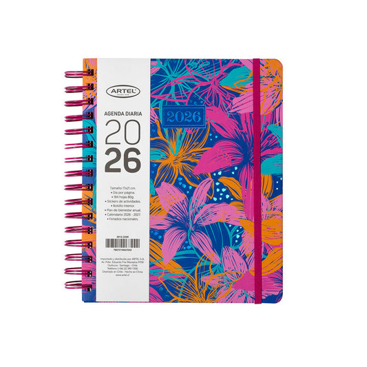 Agenda 2026 Artel Espiral Formato Día Por Página Diseño Bloom