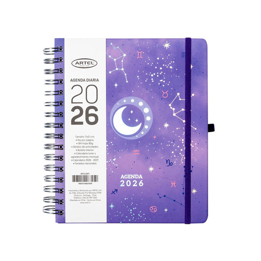 Agenda 2026 Artel Espiral Formato Día Por Página Diseño Astral