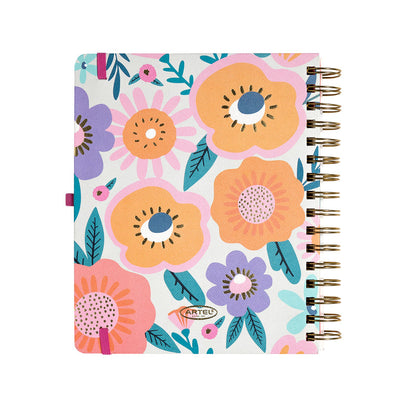 Planner 12 Meses Artel Espiral Con Separador Diseño Big Flower