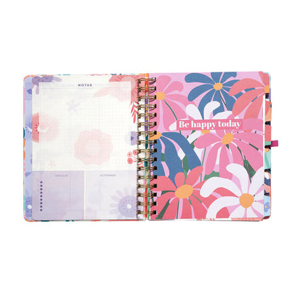 Planner 12 Meses Artel Espiral Con Separador Diseño Big Flower