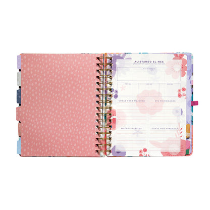 Planner 12 Meses Artel Espiral Con Separador Diseño Big Flower