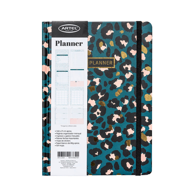 Planner 12 Meses Artel Empastado Diseño Panter Print