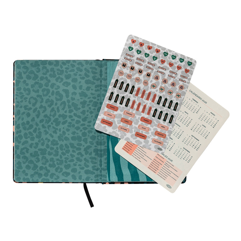 Planner 12 Meses Artel Empastado Diseño Panter Print