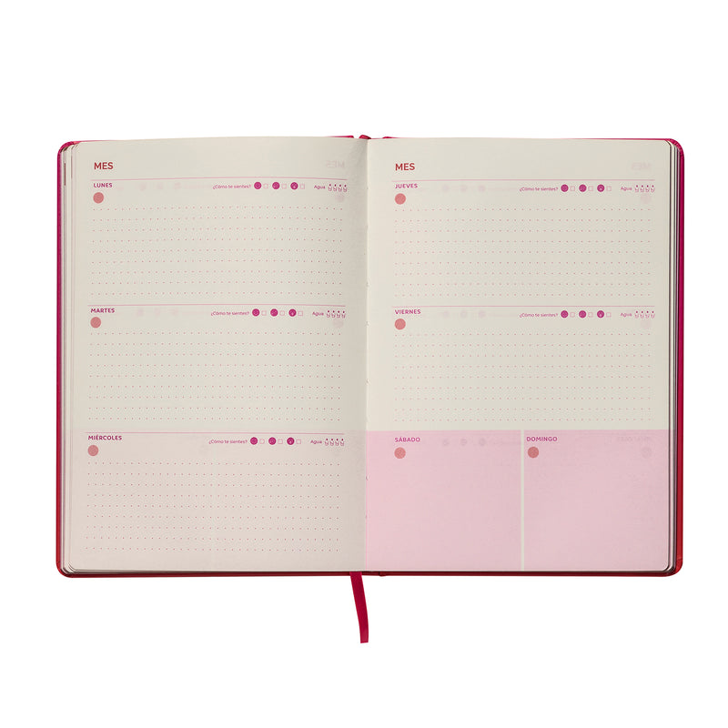 Planner 12 Meses Artel Empastado Diseño Rosa Degrade