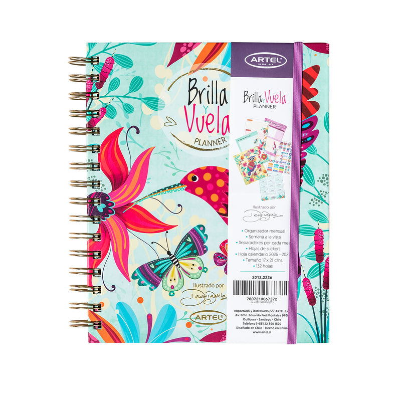 Planner 12 Meses Artel Espiral Con Separados Diseño Deco Daniela