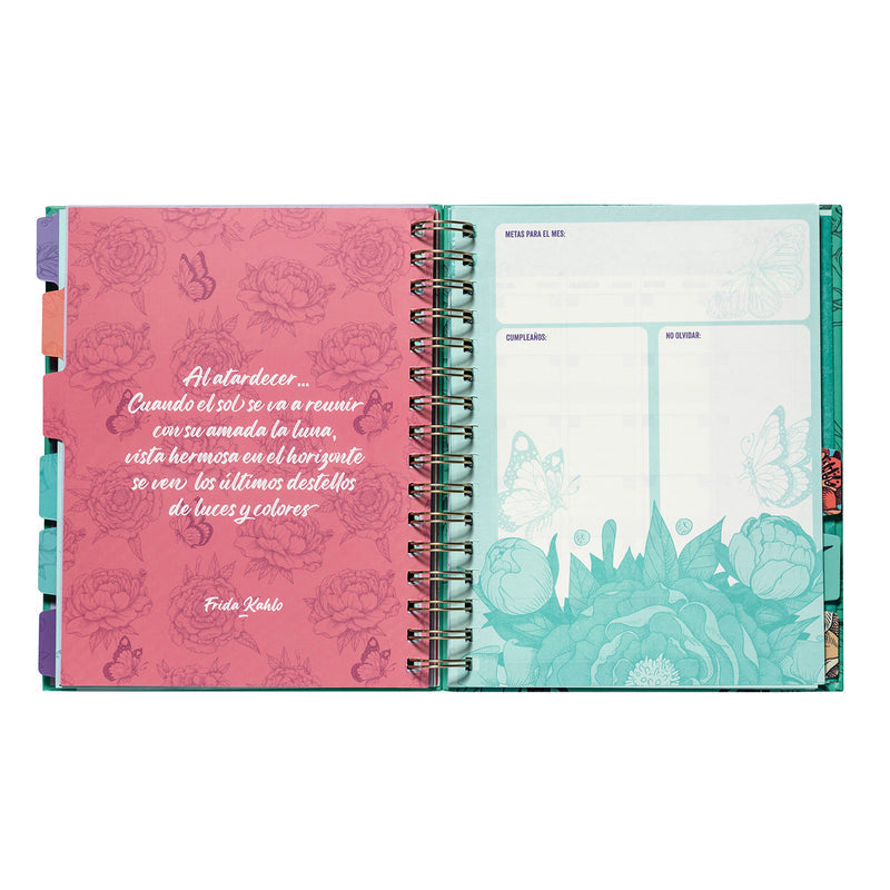 Planner 12 Meses Artel Espiral Con Separadores Diseño Frida Kahlo