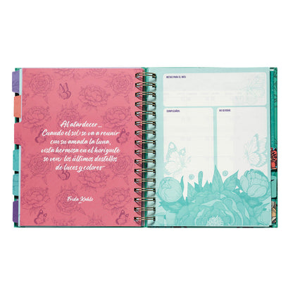 Planner 12 Meses Artel Espiral Con Separadores Diseño Frida Kahlo