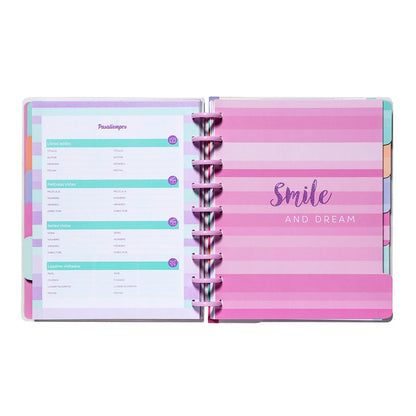 Planner 12 Meses Artel Discos Diseño Franja Pastel