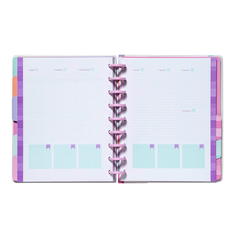 Planner 12 Meses Artel Discos Diseño Franja Pastel