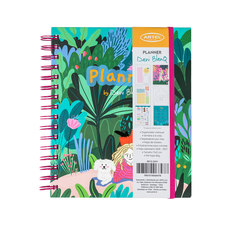 Planner 12 Meses Artel Espiral Con Separador Diseño Dani Blanq Selva
