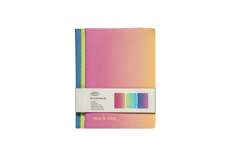Set Libretas Artel A5 3 Unidades Pastel Degrade