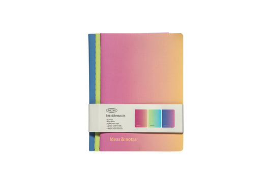 Set Libretas Artel A5 3 Unidades Pastel Degrade
