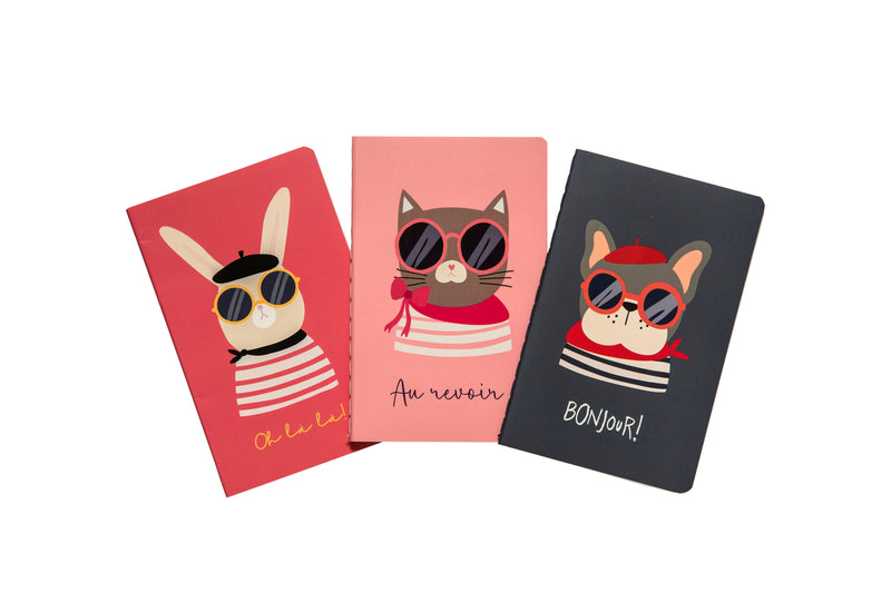 Set Libretas Artel 3 Unidades A6 Diseño Mascotas
