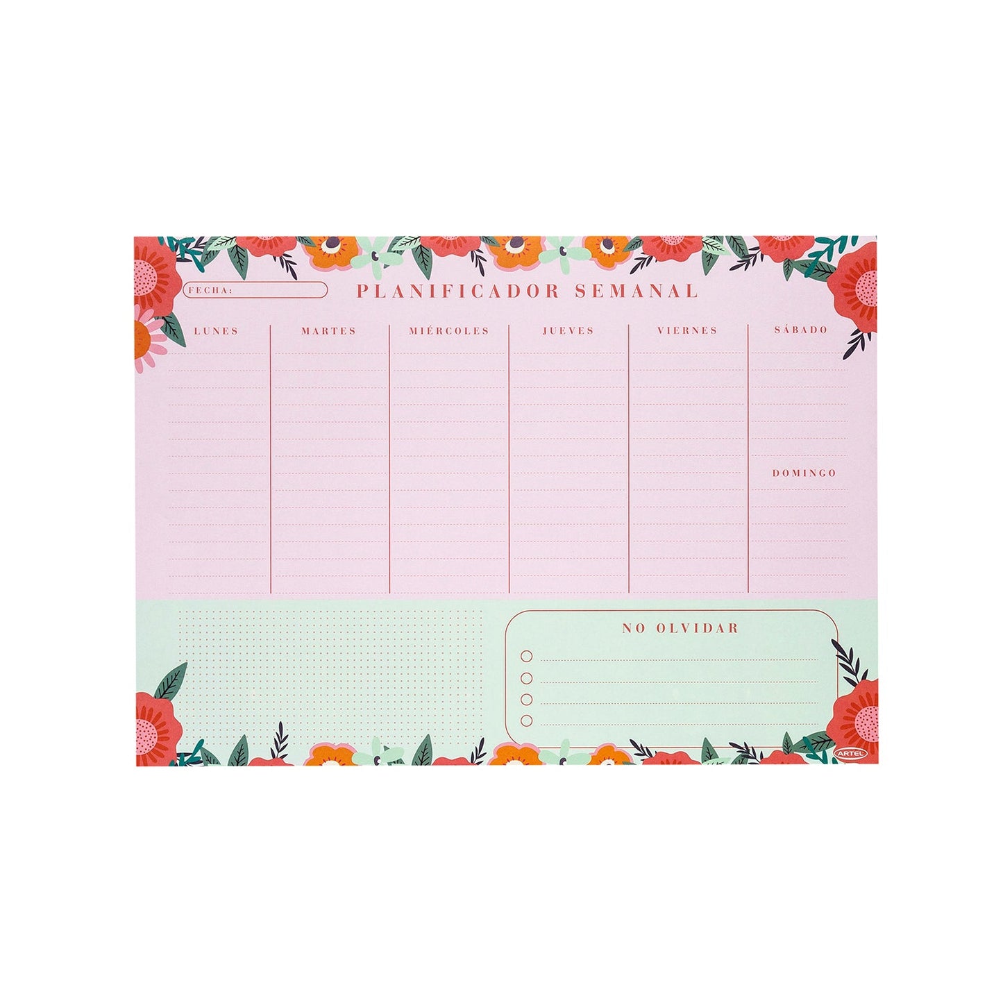 Planificador Semanal Artel Diseño Flores