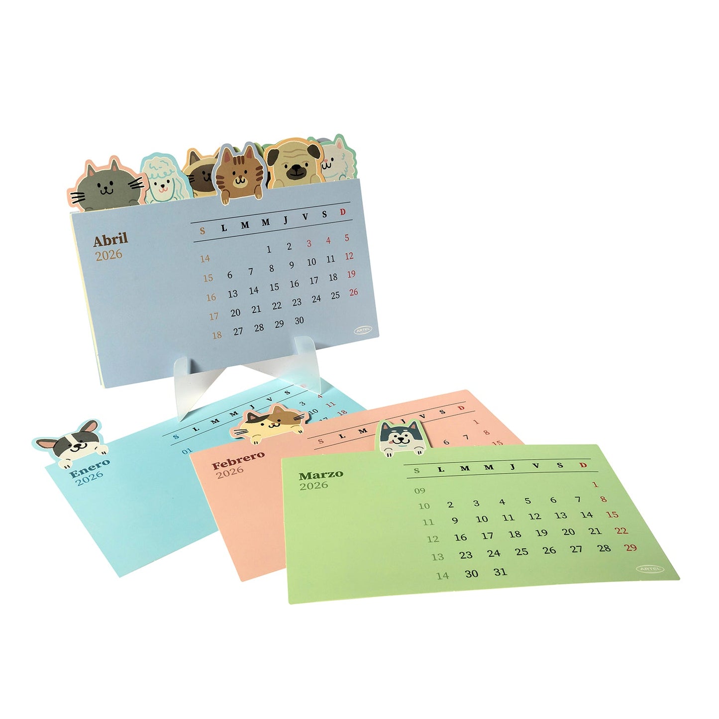 Calendario Escritorio Artel Diseño Tarjetas Pet