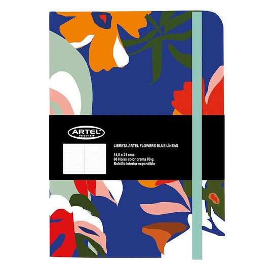 Libreta Artel Flowers Blue Linea 88h