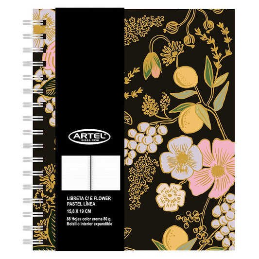 Libreta Artel Con Elástico Flower Pastel Linea 88h