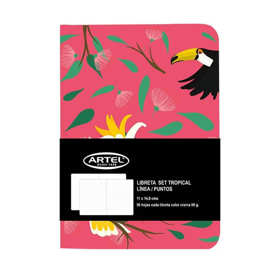 Set 2 Libreta Tropical Linea/Puntos Artel 56 Hojas