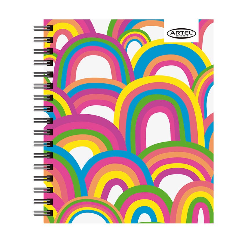 CUADERNO BOOK ARTEL 120 HOJAS DISEÑO ARCOIRIS FLUOR