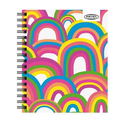 CUADERNO BOOK ARTEL 120 HOJAS DISEÑO ARCOIRIS FLUOR