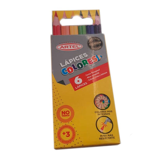 Estuche 6 Lápices de Color Cortos Artel