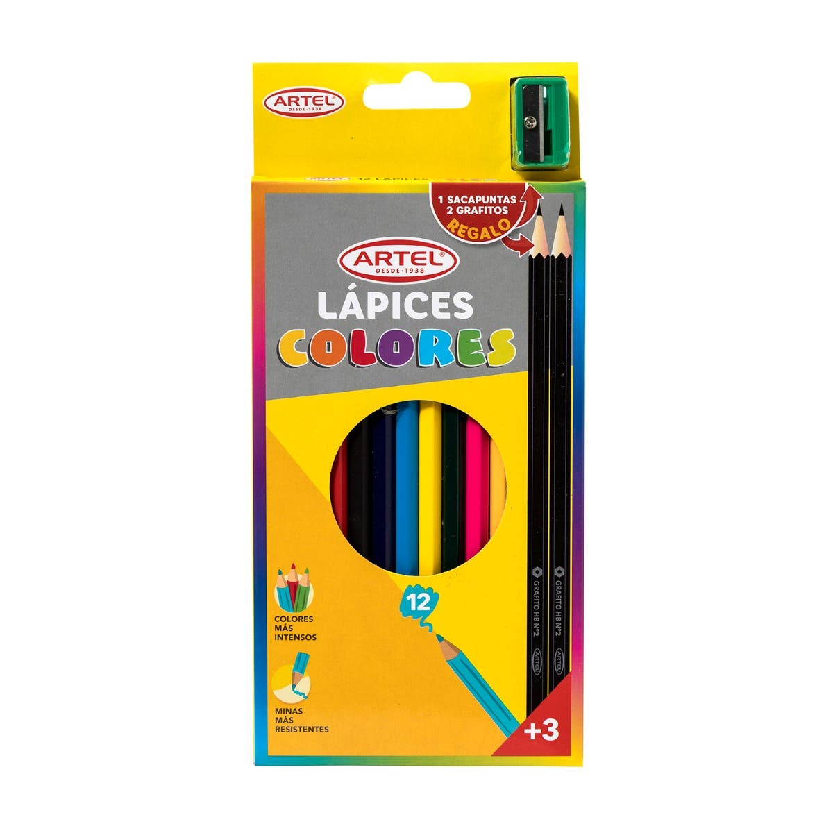 Estuche 12 Lápices de Color Largos Artel