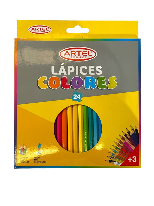 Estuche 24 Lápices de Colores Largos Artel