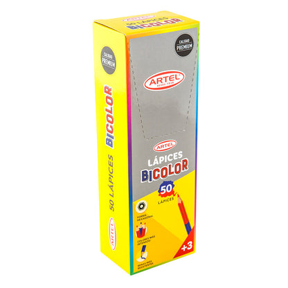 Caja 50 Lápices Bicolor Azul/Rojo Hexagonales