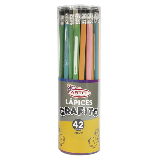 Set 42 Lápices Grafito 2HB Cuerpo Pastel Artel