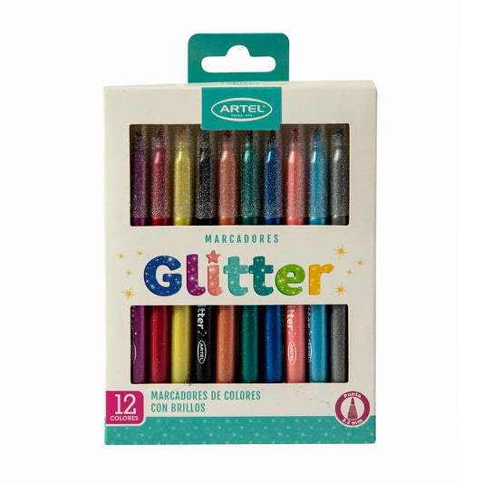 Estuche Marcadores Artel Glitter 12 Colores