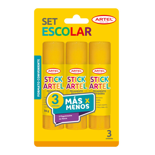 Pack 2: 3 Adhesivos Barra Artel 36 Gramos