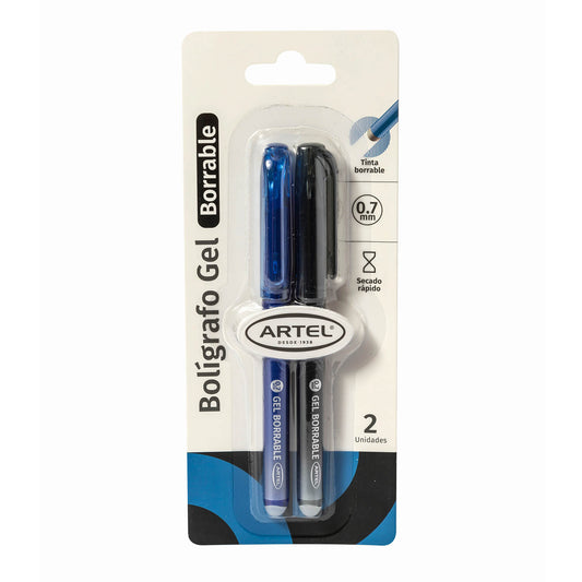 Bolígrafos Gel Borrable Artel Azul-Negro 2 Unidades