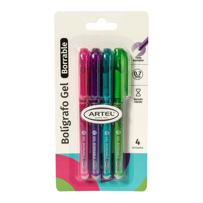 Bolígrafo Gel Borrable Artel Funcy 4 Unidades